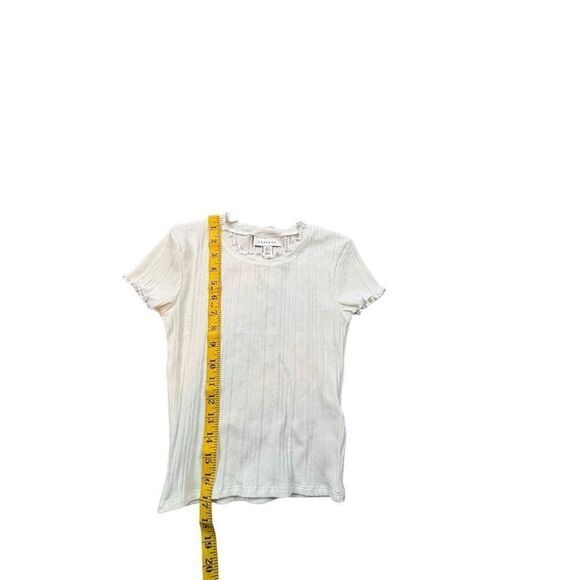 Topshop Women's Ribbed White Short Sleeve T-Shirt Size S - Picture 3 of 7
